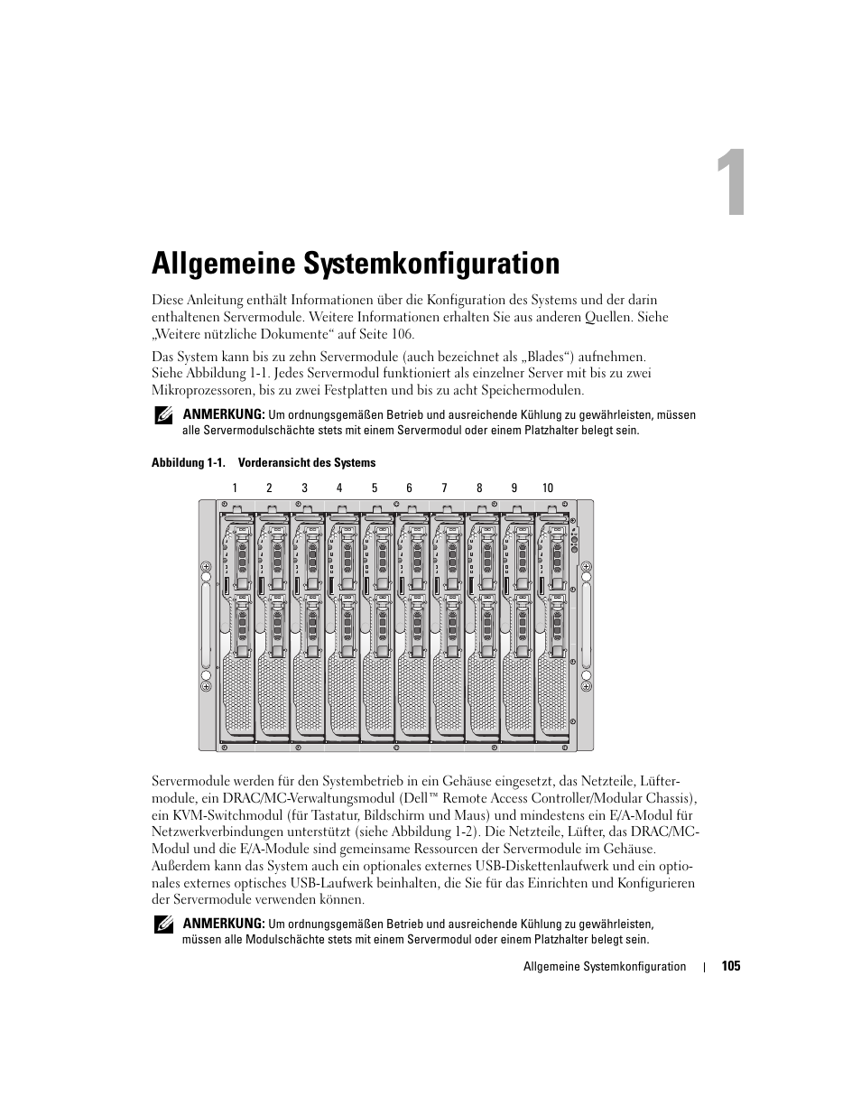 Allgemeine systemkonfiguration | Dell POWEREDGE 1955 User Manual | Page 107 / 206