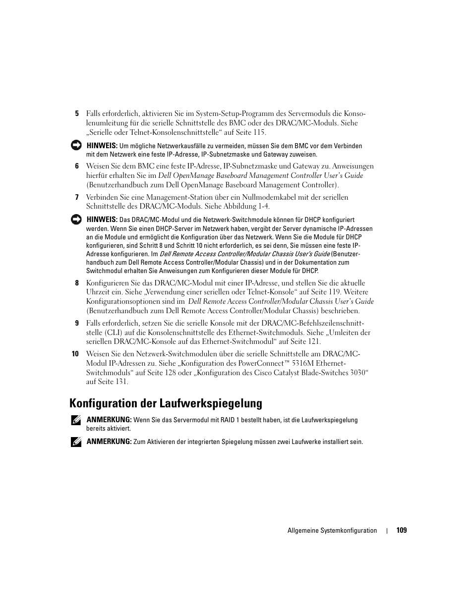 Konfiguration der laufwerkspiegelung | Dell POWEREDGE 1955 User Manual | Page 111 / 206