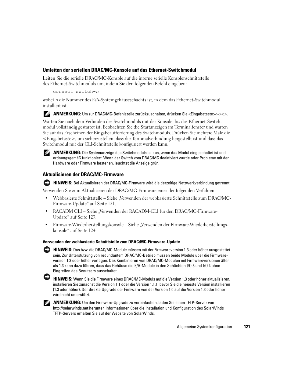 Aktualisieren der drac/mc-firmware | Dell POWEREDGE 1955 User Manual | Page 123 / 206