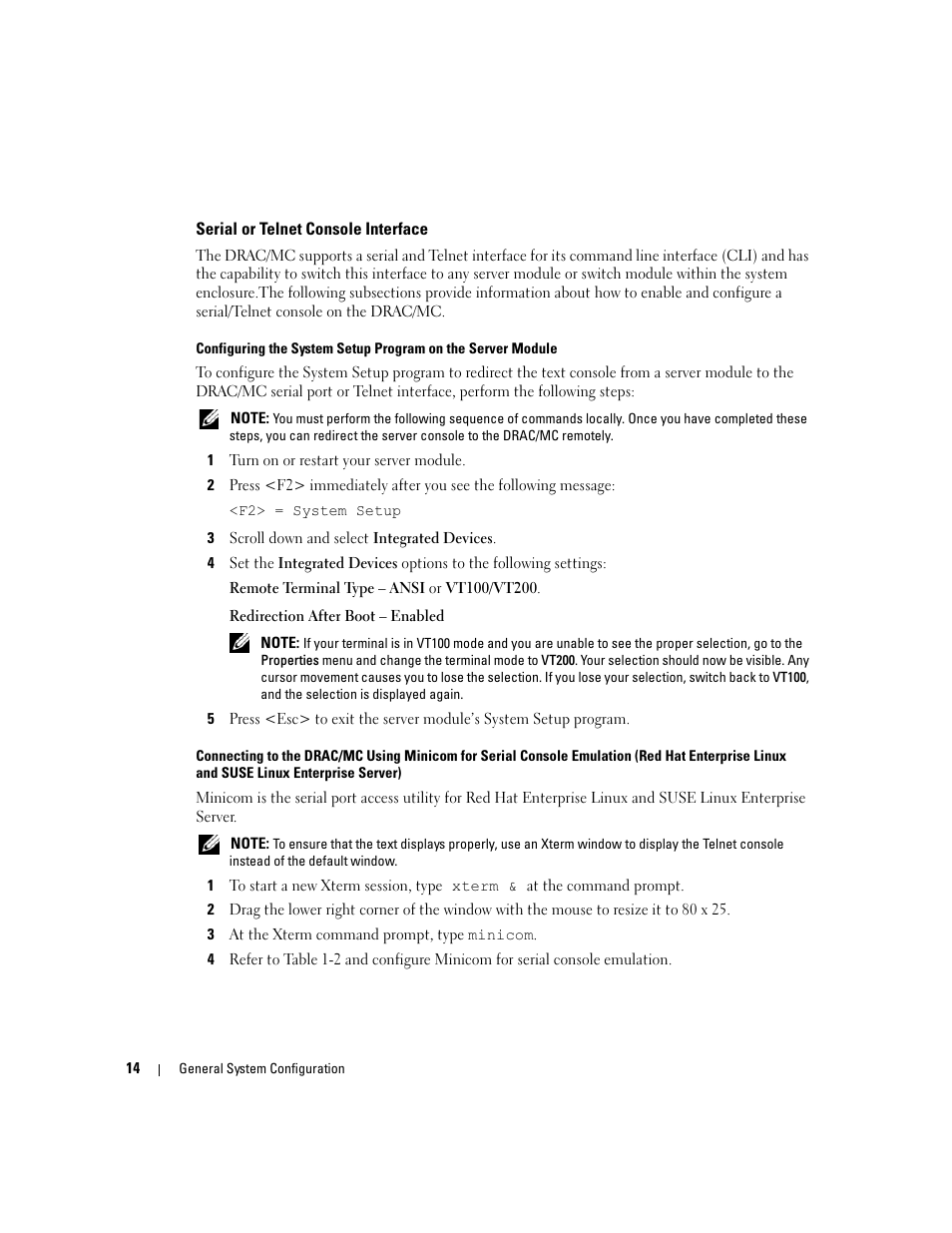 Serial or telnet console interface | Dell POWEREDGE 1955 User Manual | Page 16 / 206