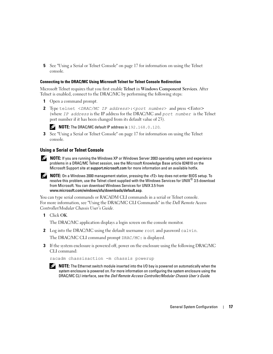 Using a serial or telnet console, Ent time. see "using a | Dell POWEREDGE 1955 User Manual | Page 19 / 206