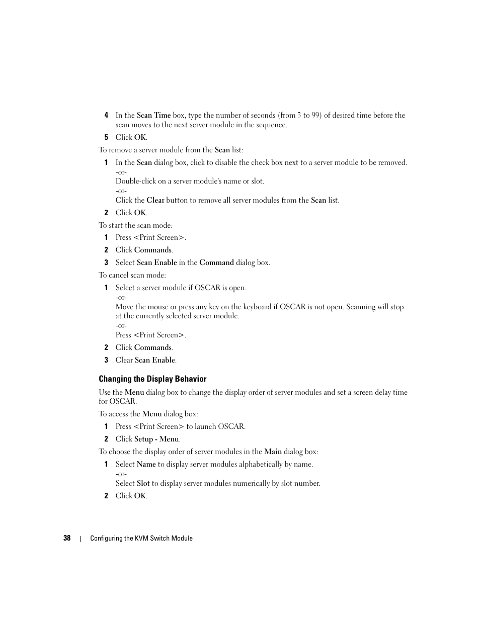 Changing the display behavior | Dell POWEREDGE 1955 User Manual | Page 40 / 206