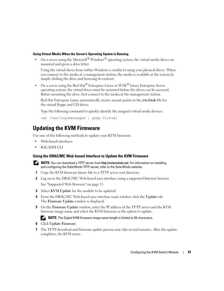 Updating the kvm firmware | Dell POWEREDGE 1955 User Manual | Page 49 / 206