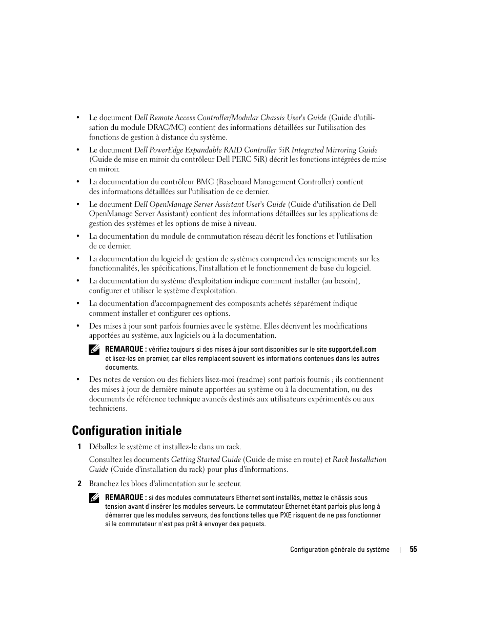 Configuration initiale | Dell POWEREDGE 1955 User Manual | Page 57 / 206