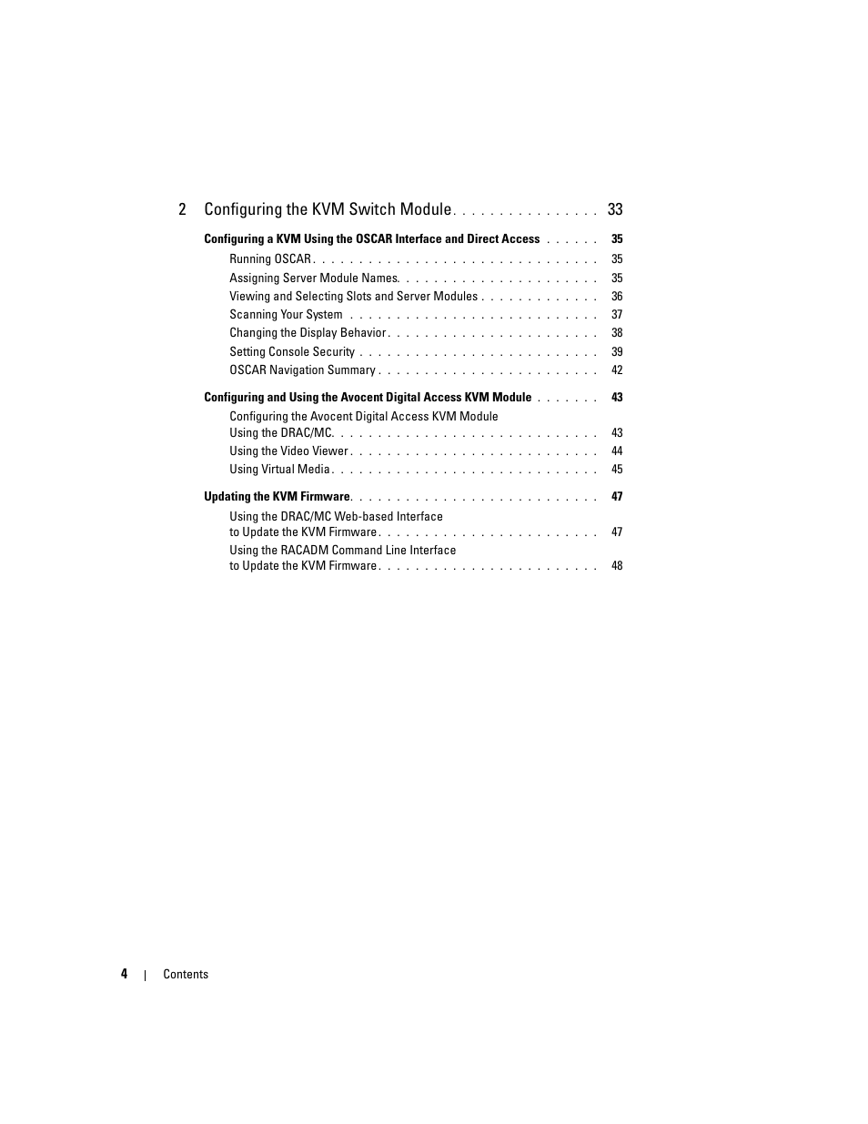 2configuring the kvm switch module | Dell POWEREDGE 1955 User Manual | Page 6 / 206