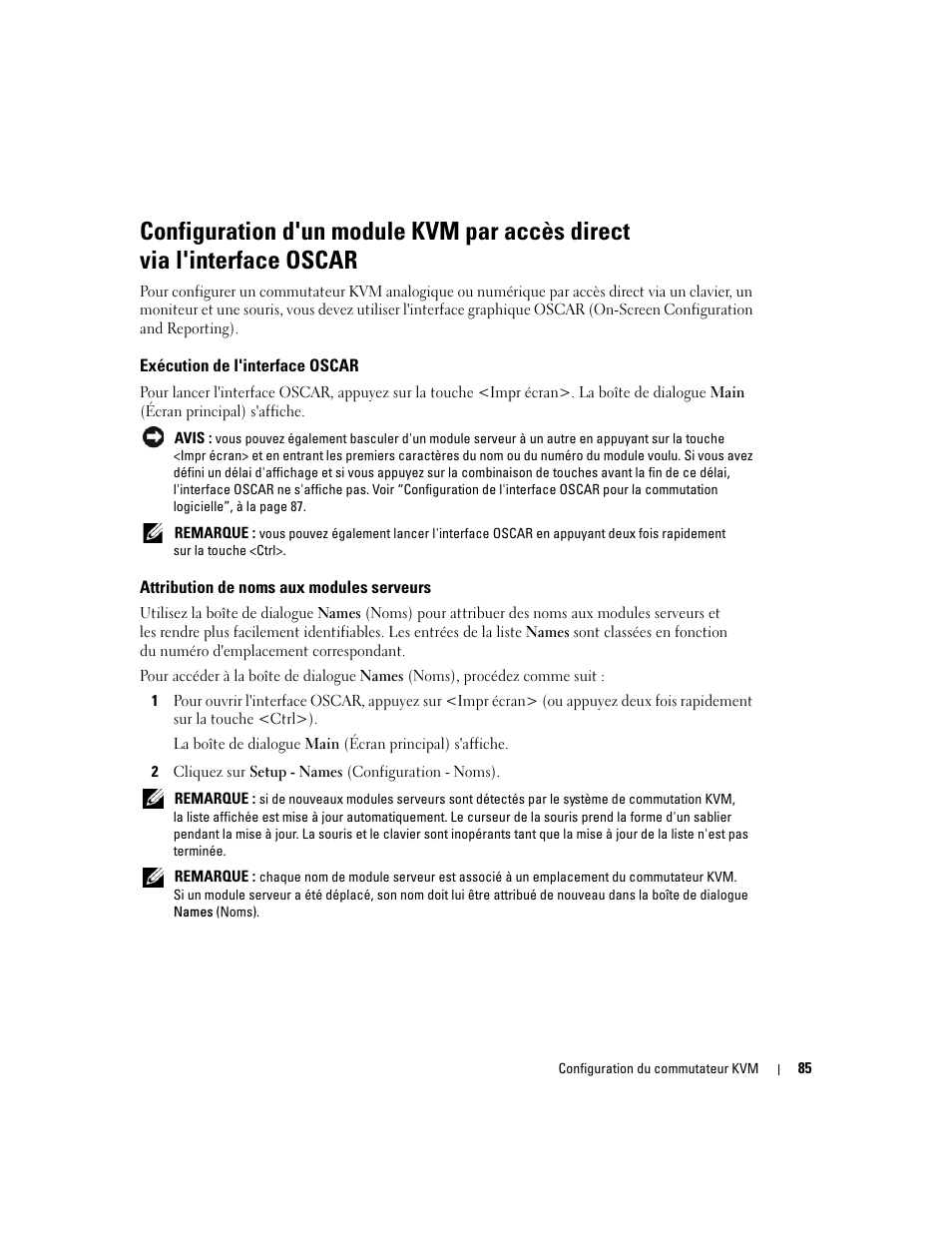 Exécution de l'interface oscar, Attribution de noms aux modules serveurs | Dell POWEREDGE 1955 User Manual | Page 87 / 206