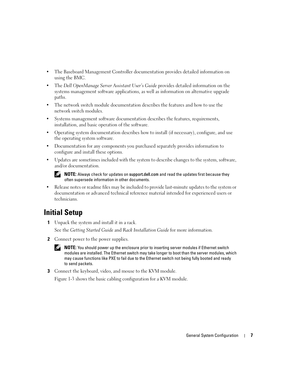 Initial setup | Dell POWEREDGE 1955 User Manual | Page 9 / 206