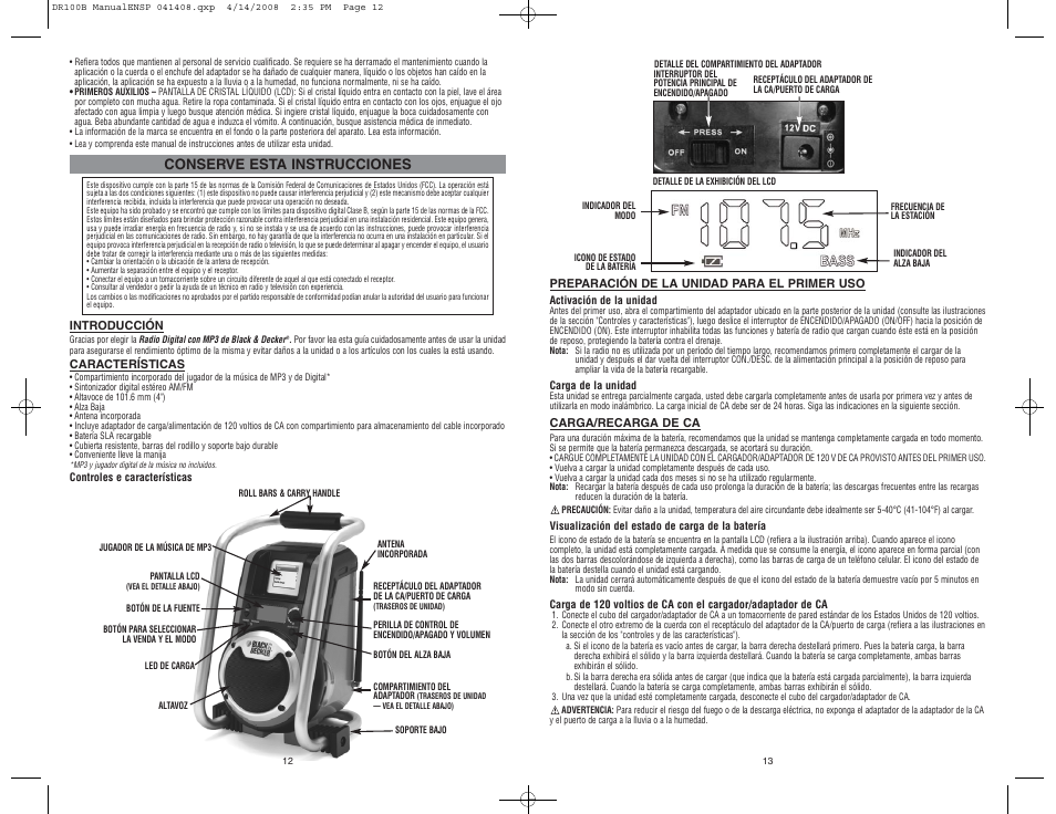 Conserve esta instrucciones | Black & Decker DR100B User Manual | Page 7 / 8