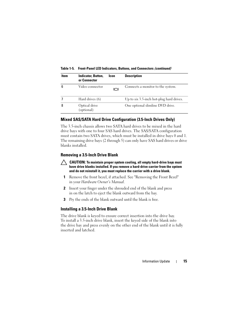 Removing a 3.5-inch drive blank, Installing a 3.5-inch drive blank | Dell PowerEdge 2970 User Manual | Page 15 / 138