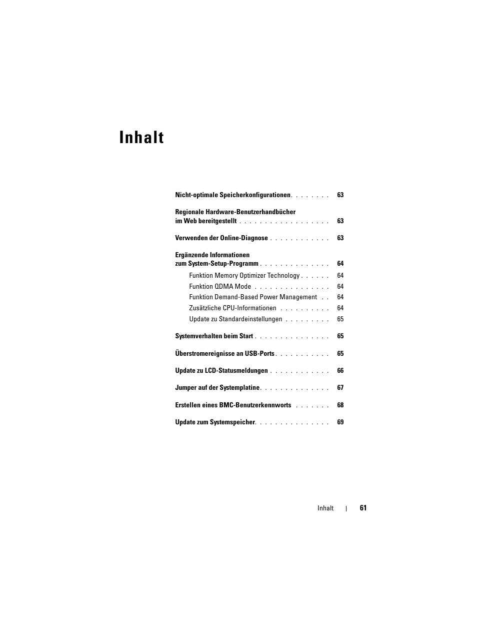 Inhalt | Dell PowerEdge 2970 User Manual | Page 61 / 138