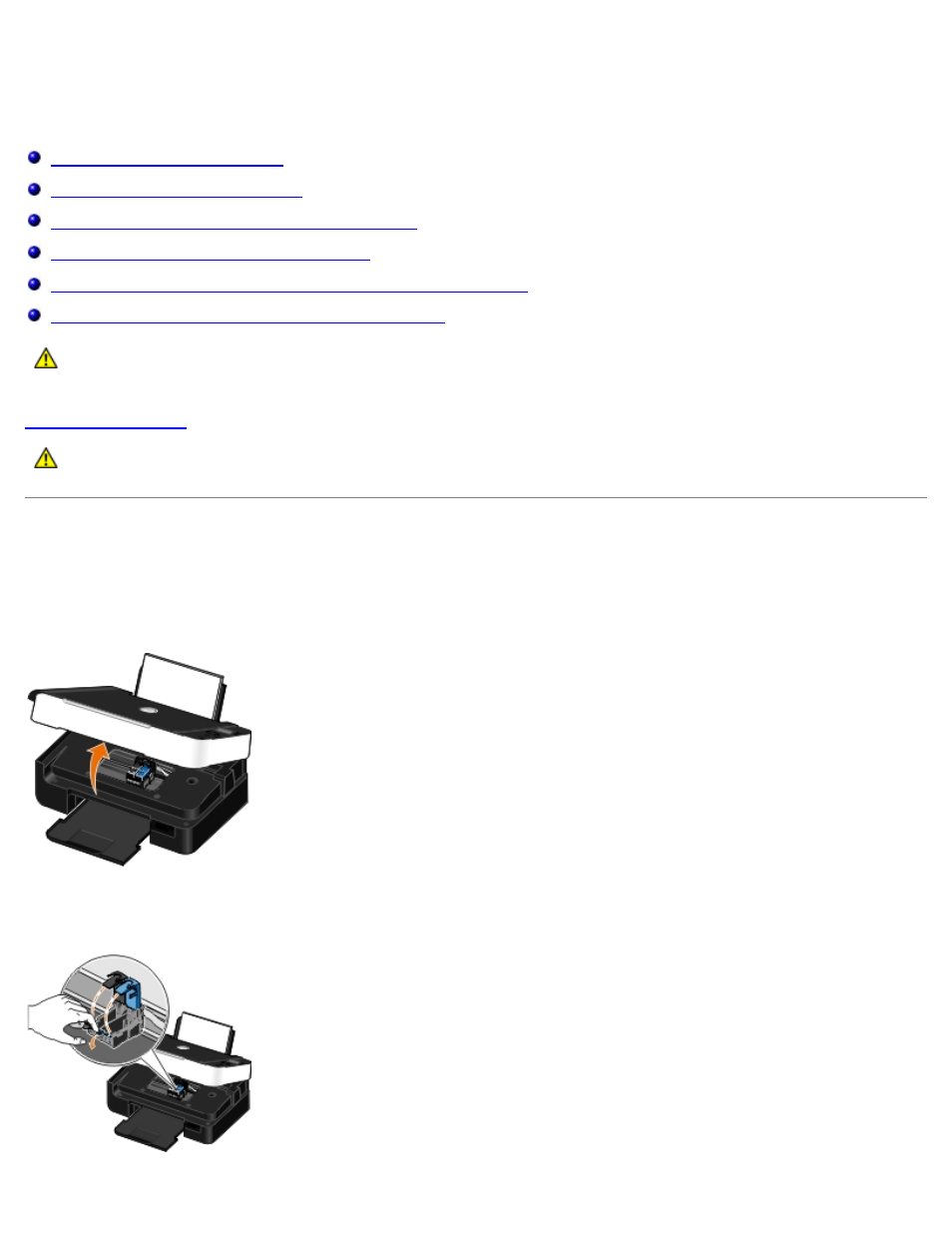 Mantenimiento, Sustitución de cartuchos de, Tinta | Sustitución de cartuchos de tinta | Dell V305w All In One Wireless Inkjet Printer User Manual | Page 43 / 114