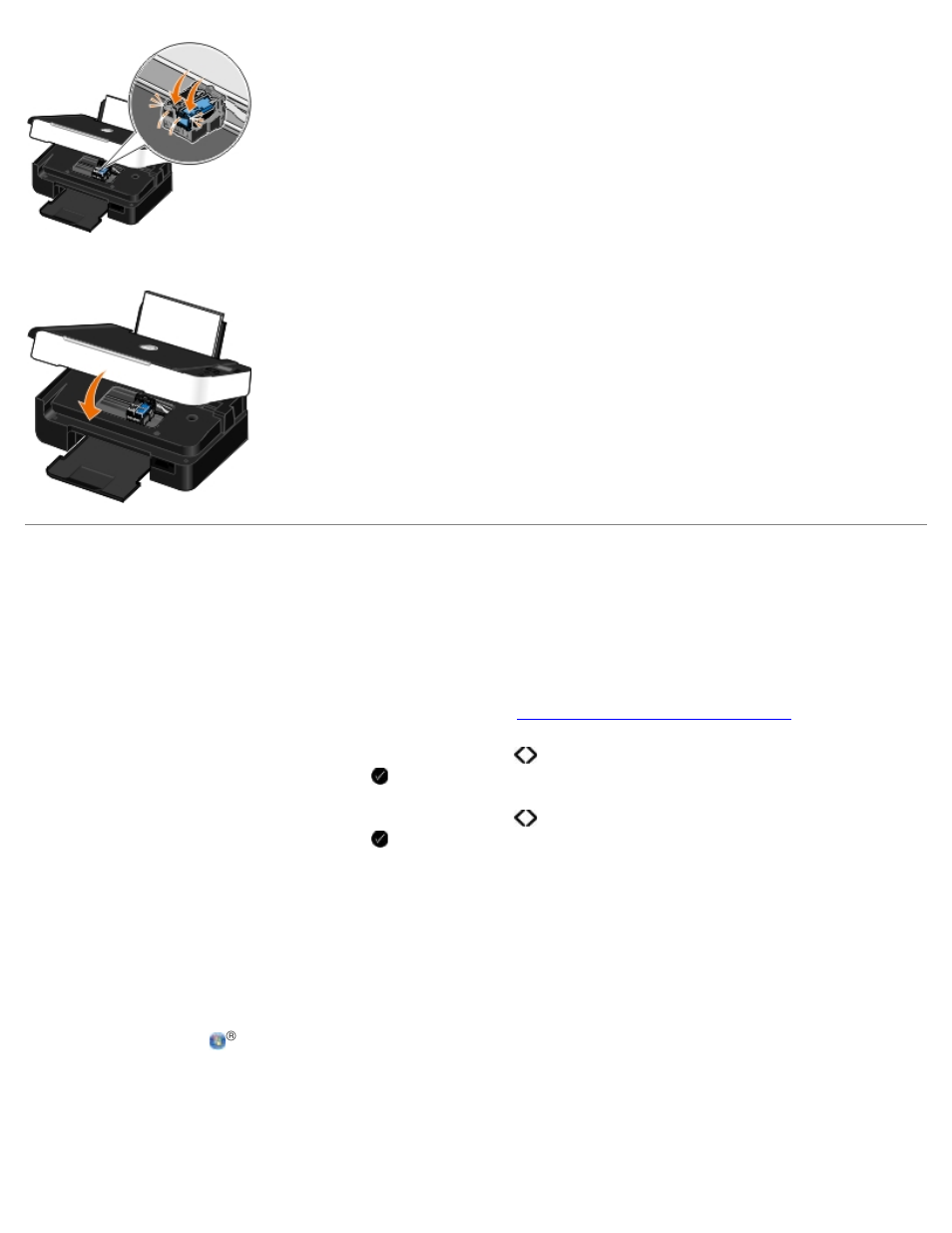 Alineación de los cartuchos de tinta | Dell V305w All In One Wireless Inkjet Printer User Manual | Page 45 / 114
