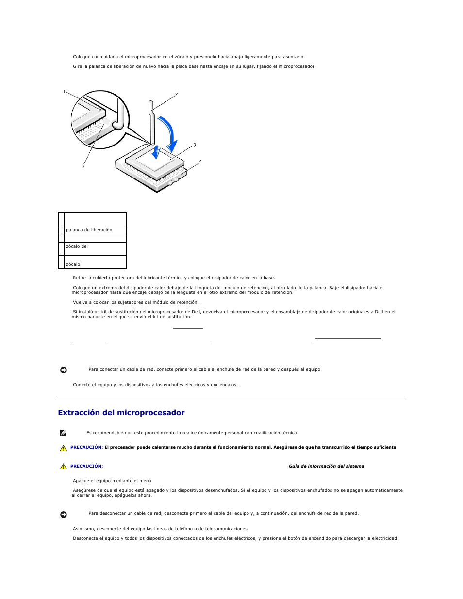 Extracción del microprocesador, Si va a sustituir un microprocesador, consulte | Dell Precision 650 User Manual | Page 104 / 158