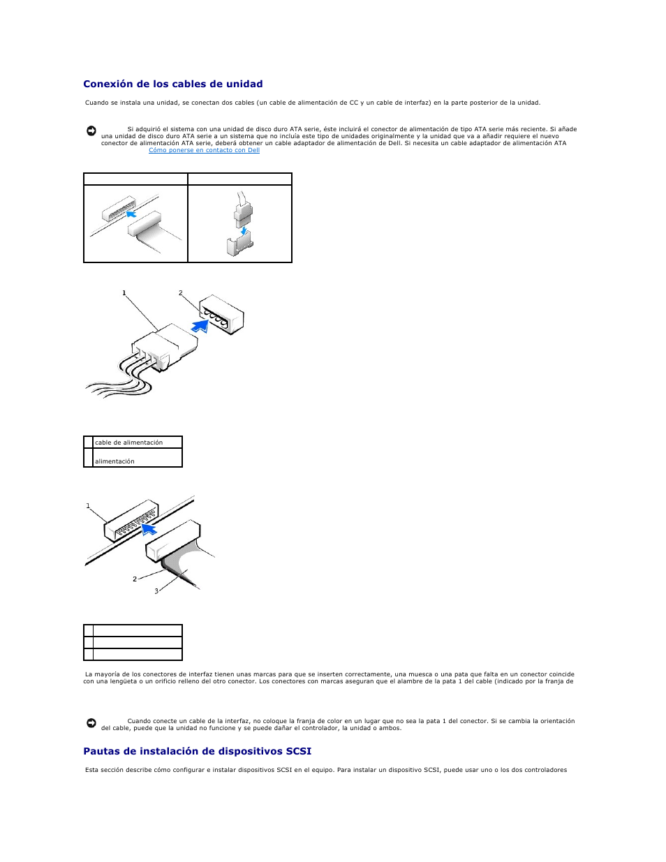 Conexión de los cables de unidad, Pautas de instalación de dispositivos scsi | Dell Precision 650 User Manual | Page 108 / 158