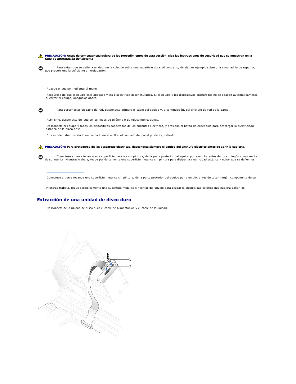 Unidad de disco duro, Extracción de una unidad de disco duro | Dell Precision 650 User Manual | Page 110 / 158