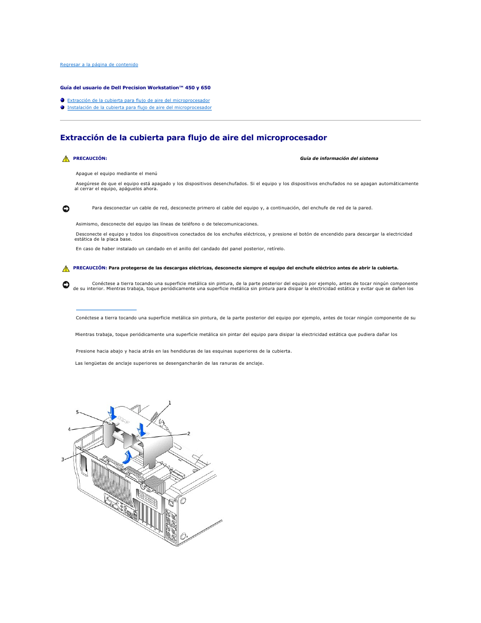 Cubierta para flujo de aire del microprocesador | Dell Precision 650 User Manual | Page 129 / 158