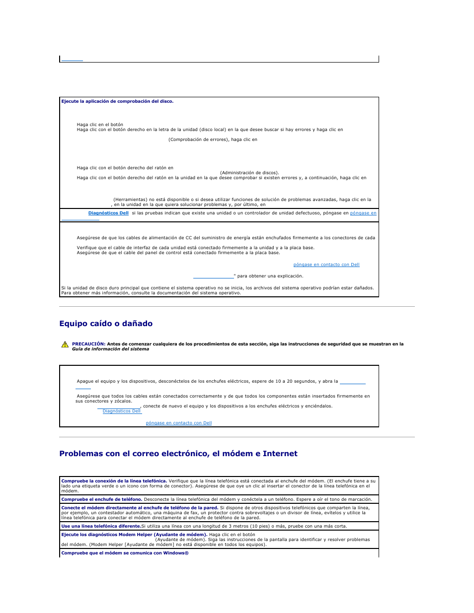 Equipo caído o dañado, Problemas con la unidad de disco duro | Dell Precision 650 User Manual | Page 136 / 158