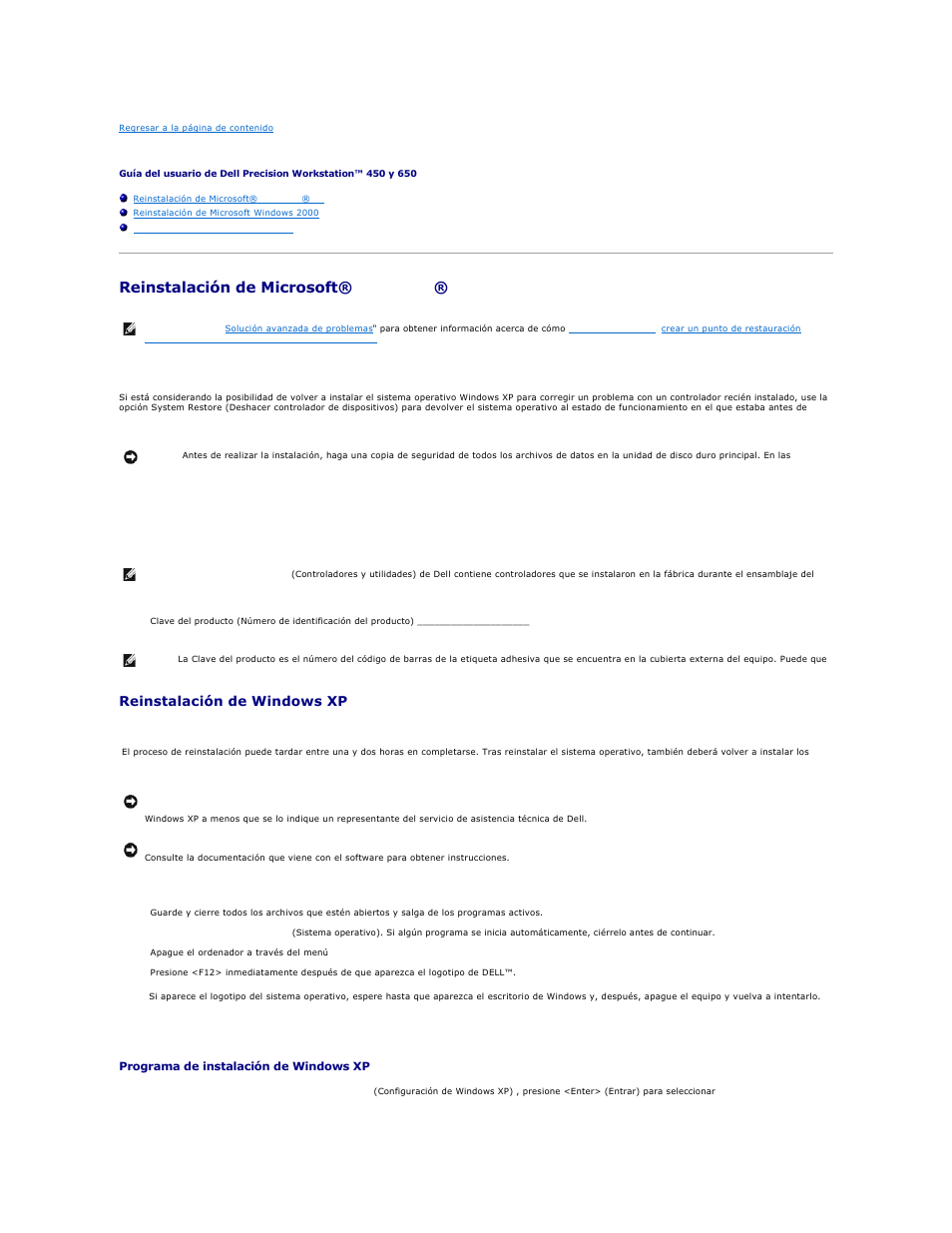 Su sistema operativo, Reinstalación de microsoft® windows® xp, Antes de volver a instalar | Reinstalación de windows xp | Dell Precision 650 User Manual | Page 154 / 158