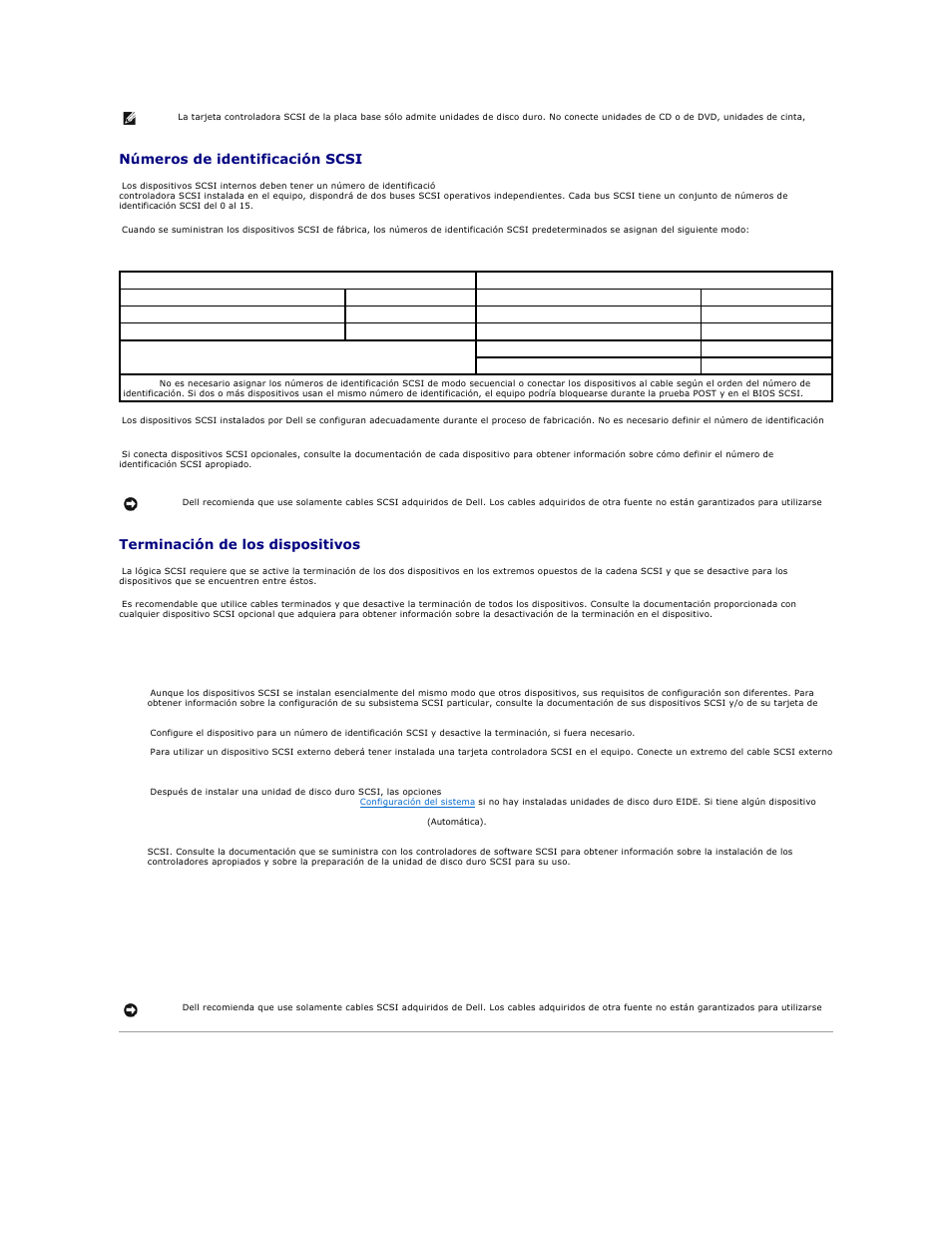 Unidad de disco duro, Números de identificación scsi, Terminación de los dispositivos | Pautas generales, Cables scsi | Dell Precision 650 User Manual | Page 54 / 158