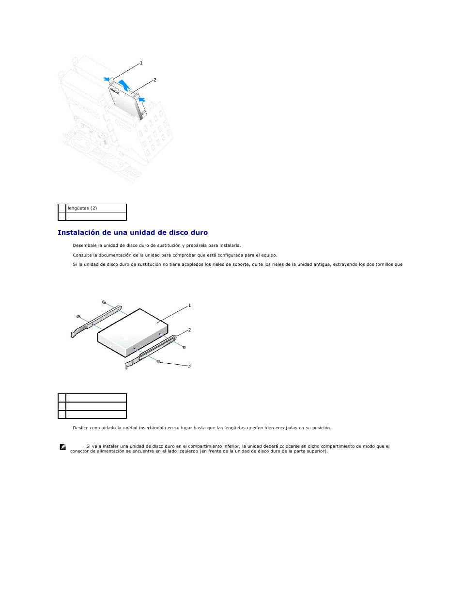 Instalación de una unidad de disco duro | Dell Precision 650 User Manual | Page 57 / 158