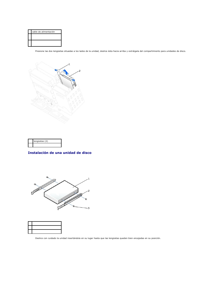 Instalación de una unidad de disco | Dell Precision 650 User Manual | Page 61 / 158