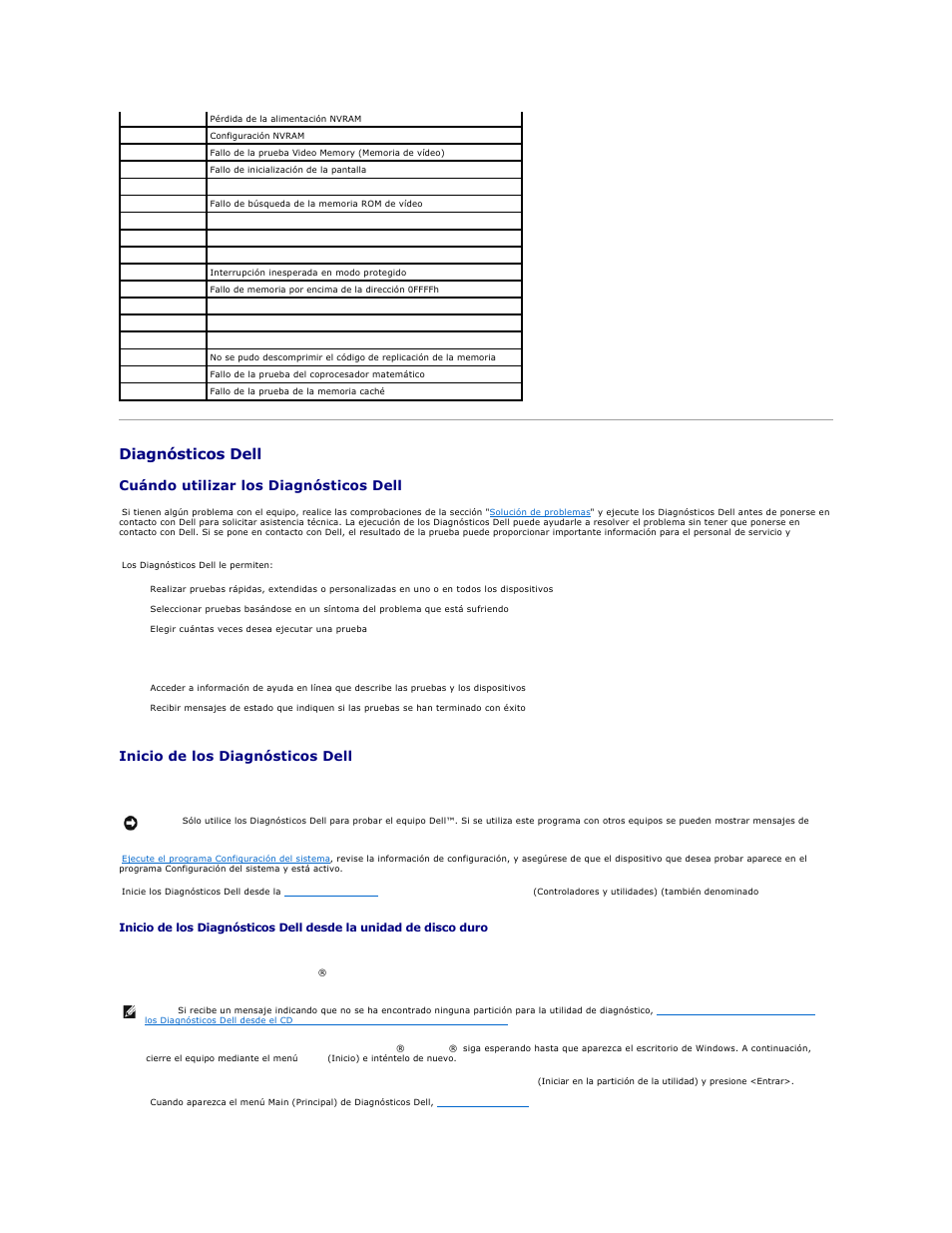 Diagnósticos dell, Ejecute los, Para identificar un caso más serio | Cuándo utilizar los diagnósticos dell, Inicio de los diagnósticos dell | Dell Precision 650 User Manual | Page 7 / 158