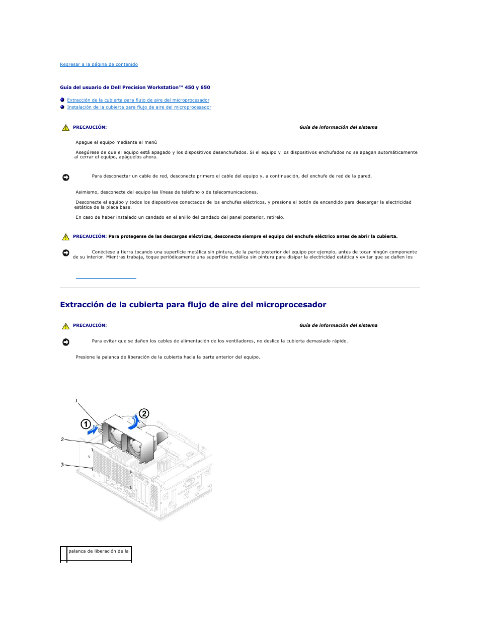 Cubierta para flujo de aire del microprocesador | Dell Precision 650 User Manual | Page 76 / 158