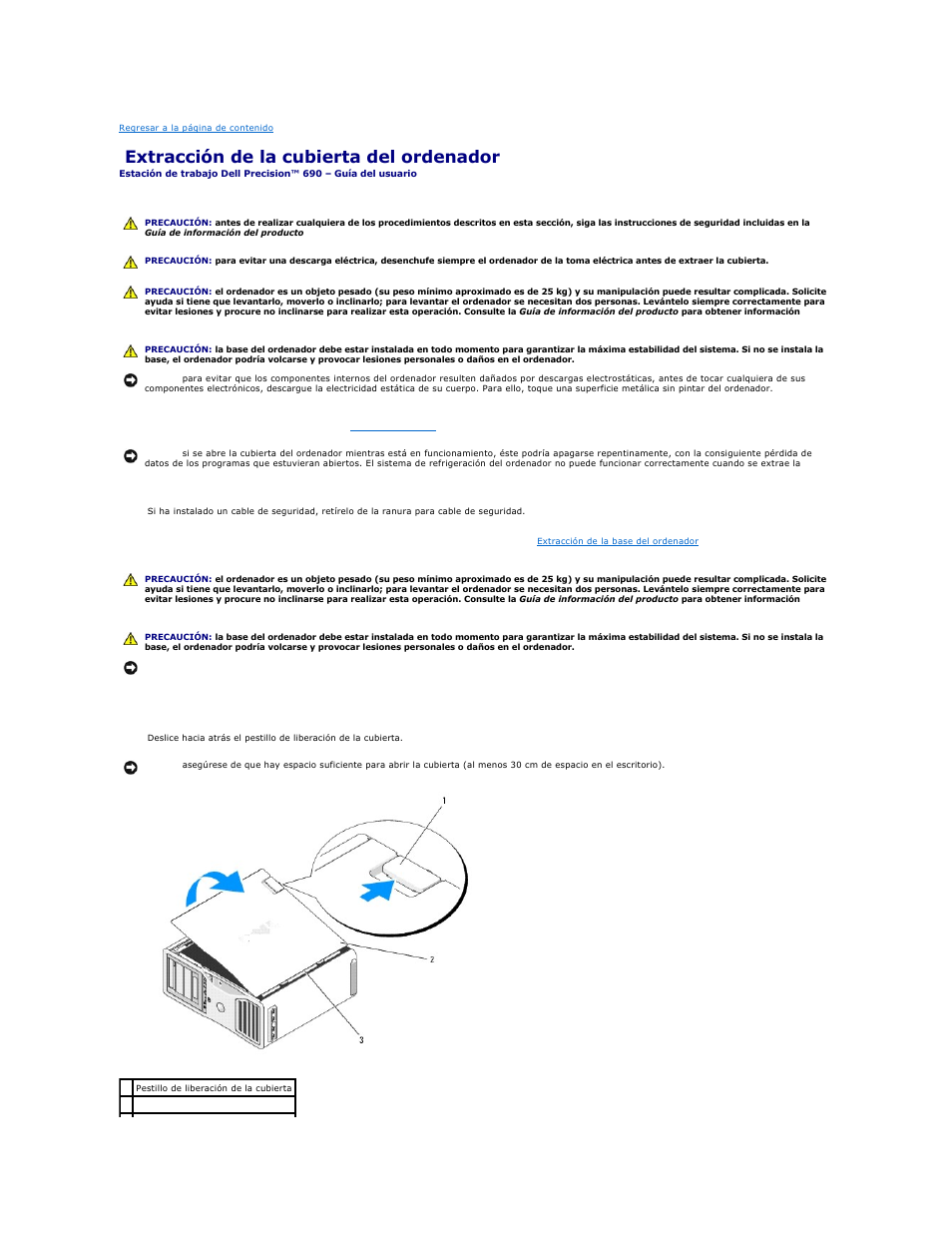 Extracción de la cubierta del ordenador | Dell Precision 690 User Manual | Page 126 / 173