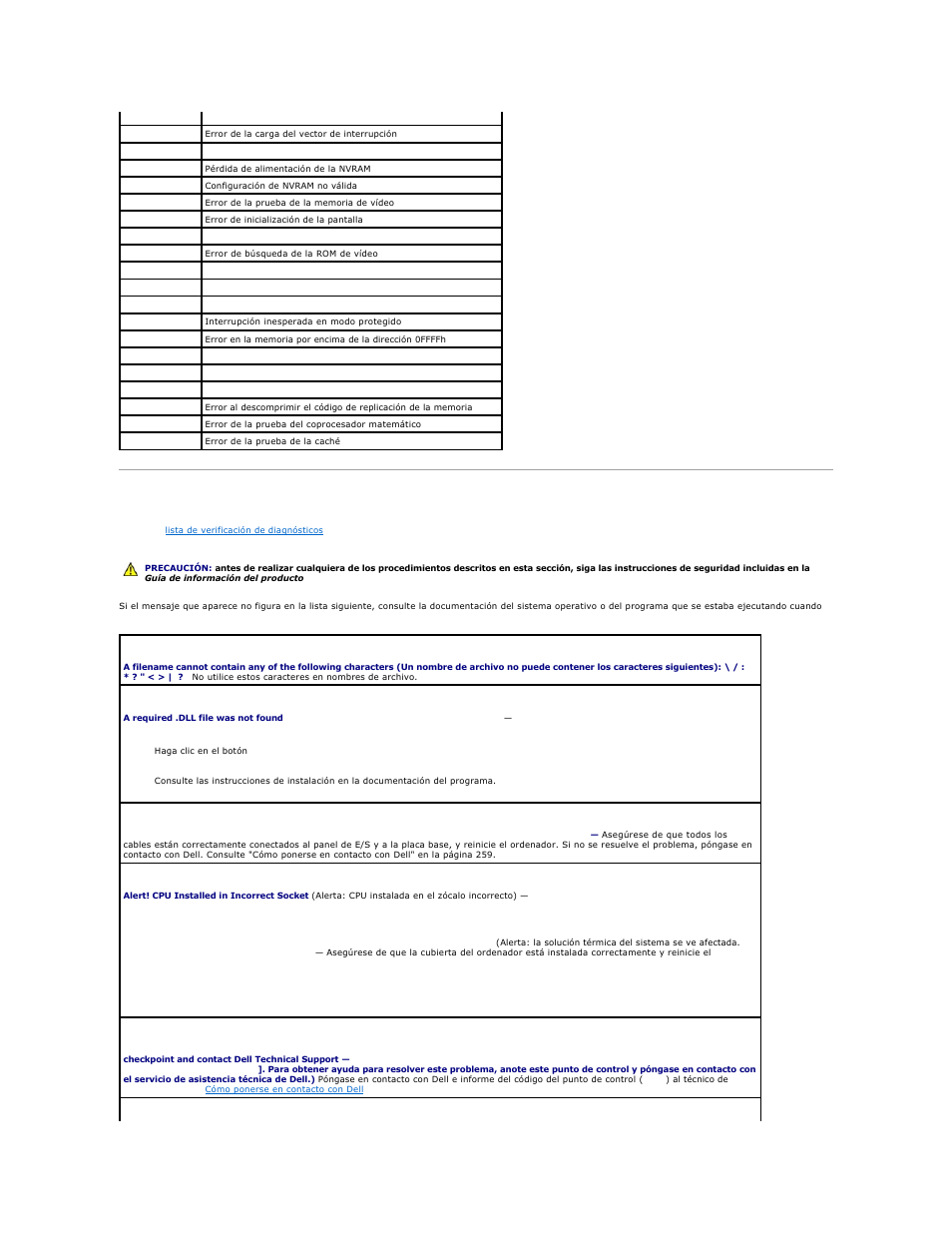 Mensajes de error | Dell Precision 690 User Manual | Page 144 / 173