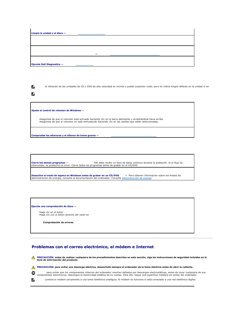 Problemas con las unidades de cd y dvd, Problemas con la unidad de disco duro | Dell Precision 690 User Manual | Page 158 / 173