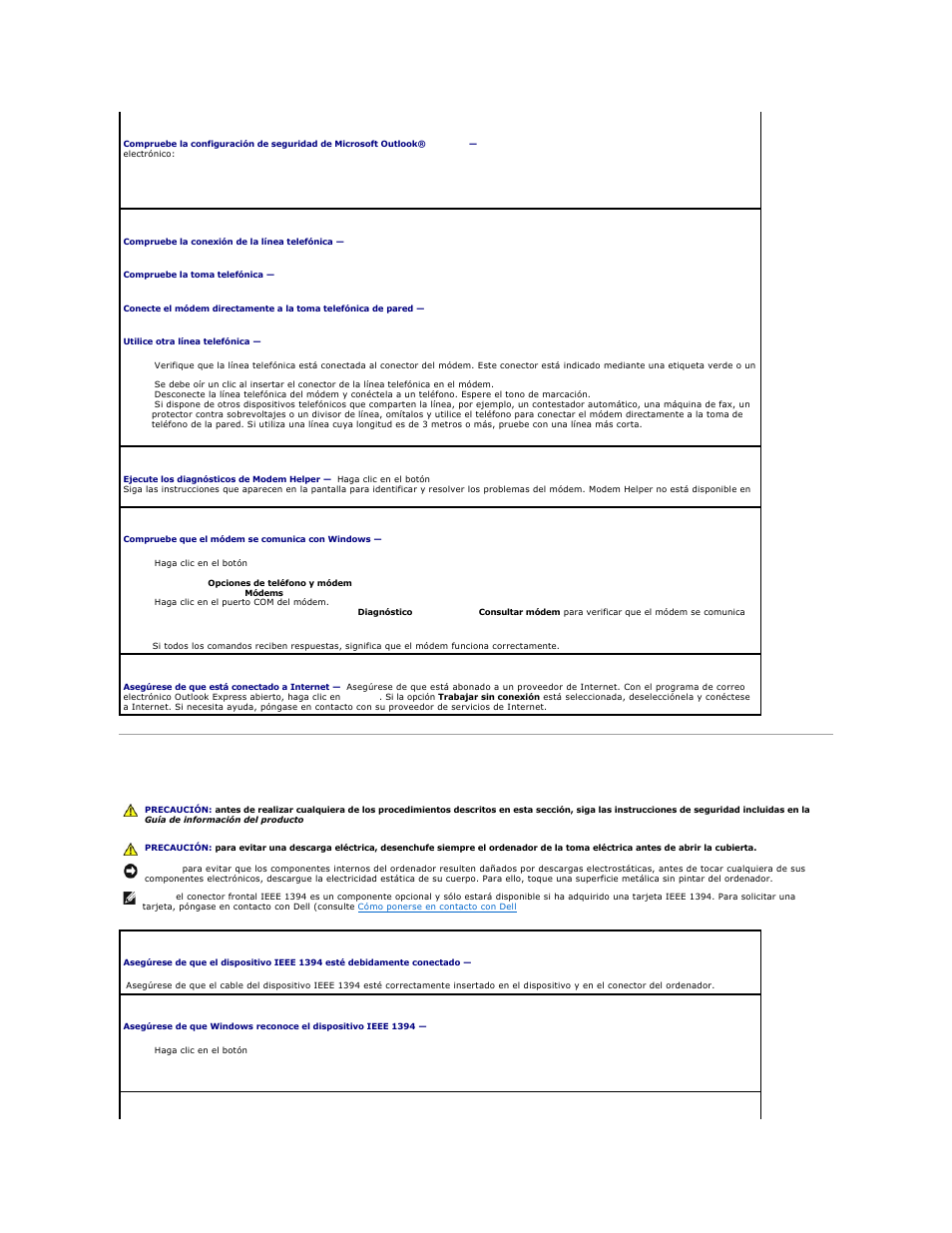 Problemas con el dispositivo ieee 1394 | Dell Precision 690 User Manual | Page 159 / 173