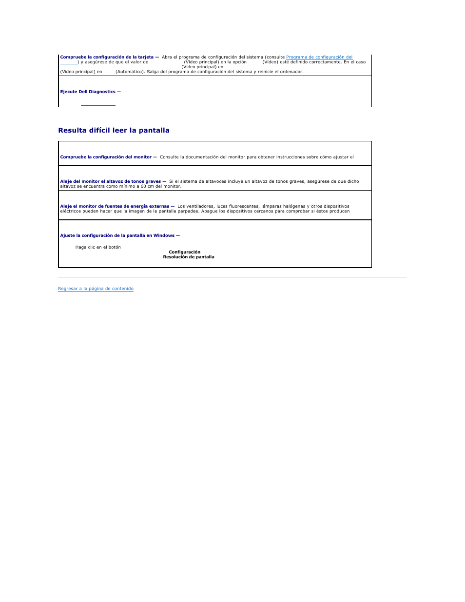 Resulta difícil leer la pantalla | Dell Precision 690 User Manual | Page 167 / 173