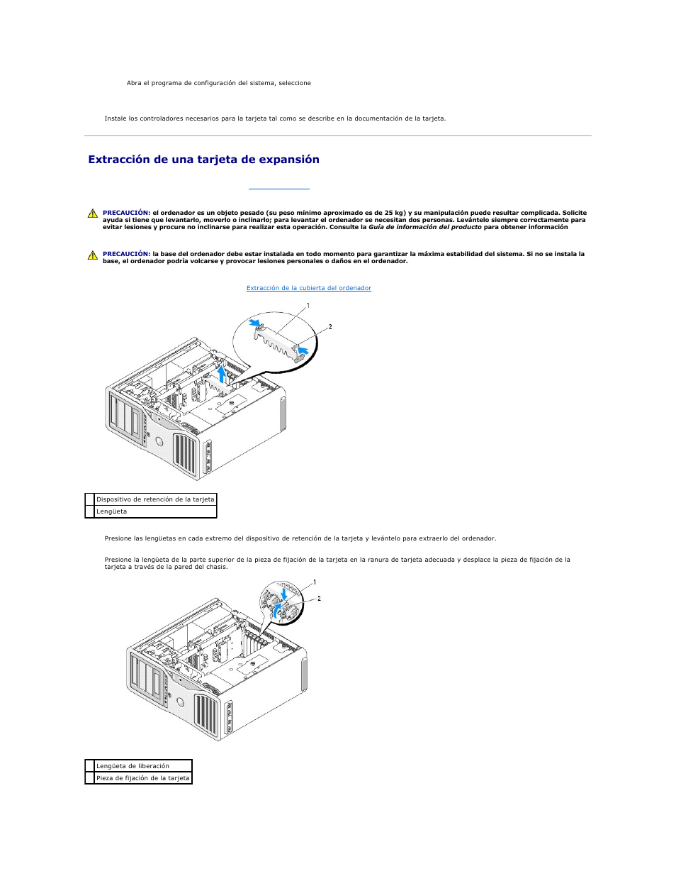Extracción de una tarjeta de expansión | Dell Precision 690 User Manual | Page 35 / 173