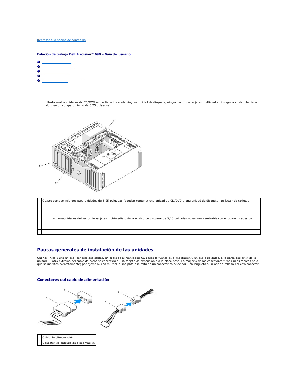 Unidades, Pautas generales de instalación de las unidades | Dell Precision 690 User Manual | Page 55 / 173
