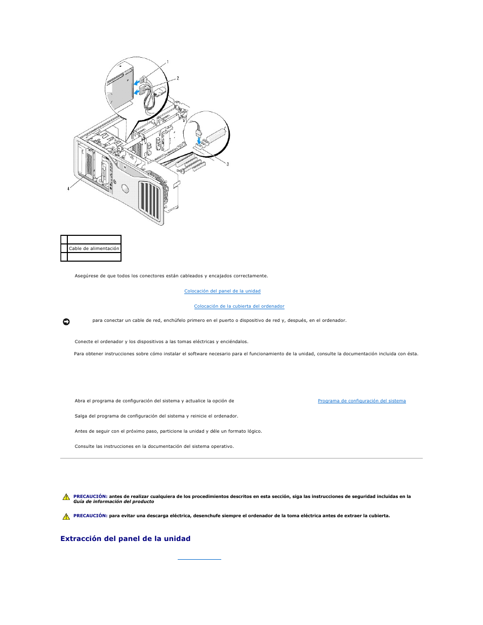 Paneles de la unidad, Extracción del panel de la unidad | Dell Precision 690 User Manual | Page 65 / 173