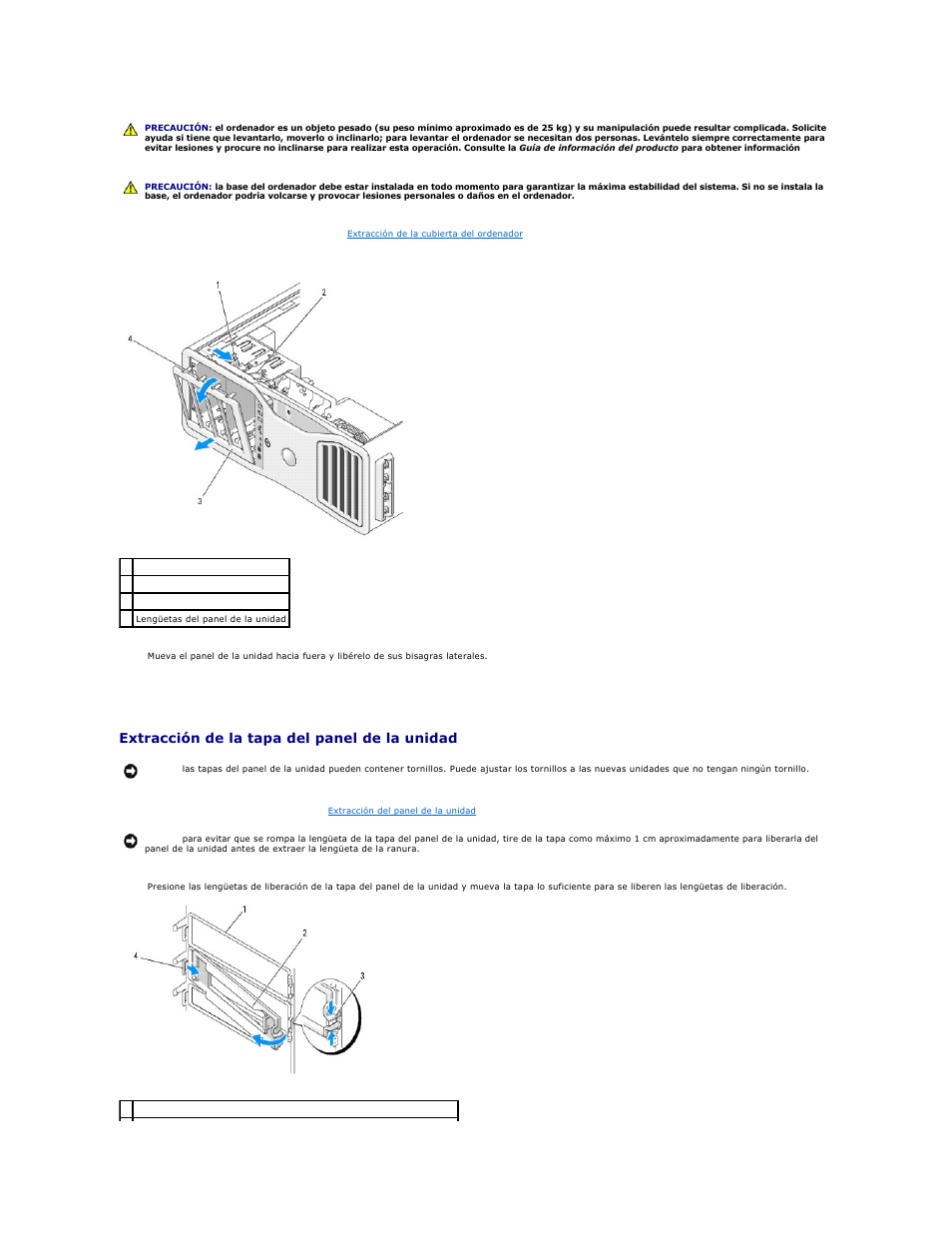 Extracción de la, Tapa del panel de la unidad, Extracción de la tapa del panel de la unidad | Dell Precision 690 User Manual | Page 66 / 173