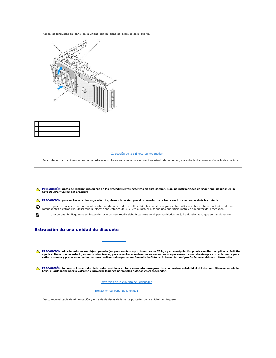 Unidad de disquete, Extracción de una unidad de disquete | Dell Precision 690 User Manual | Page 68 / 173