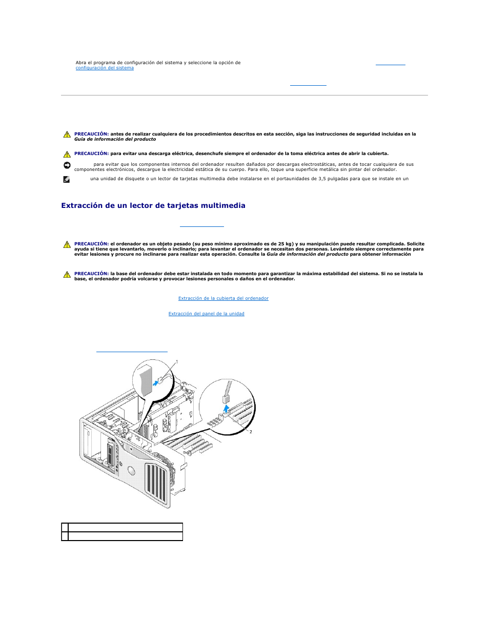 Lector de tarjetas multimedia, Extracción de un lector de tarjetas multimedia | Dell Precision 690 User Manual | Page 72 / 173