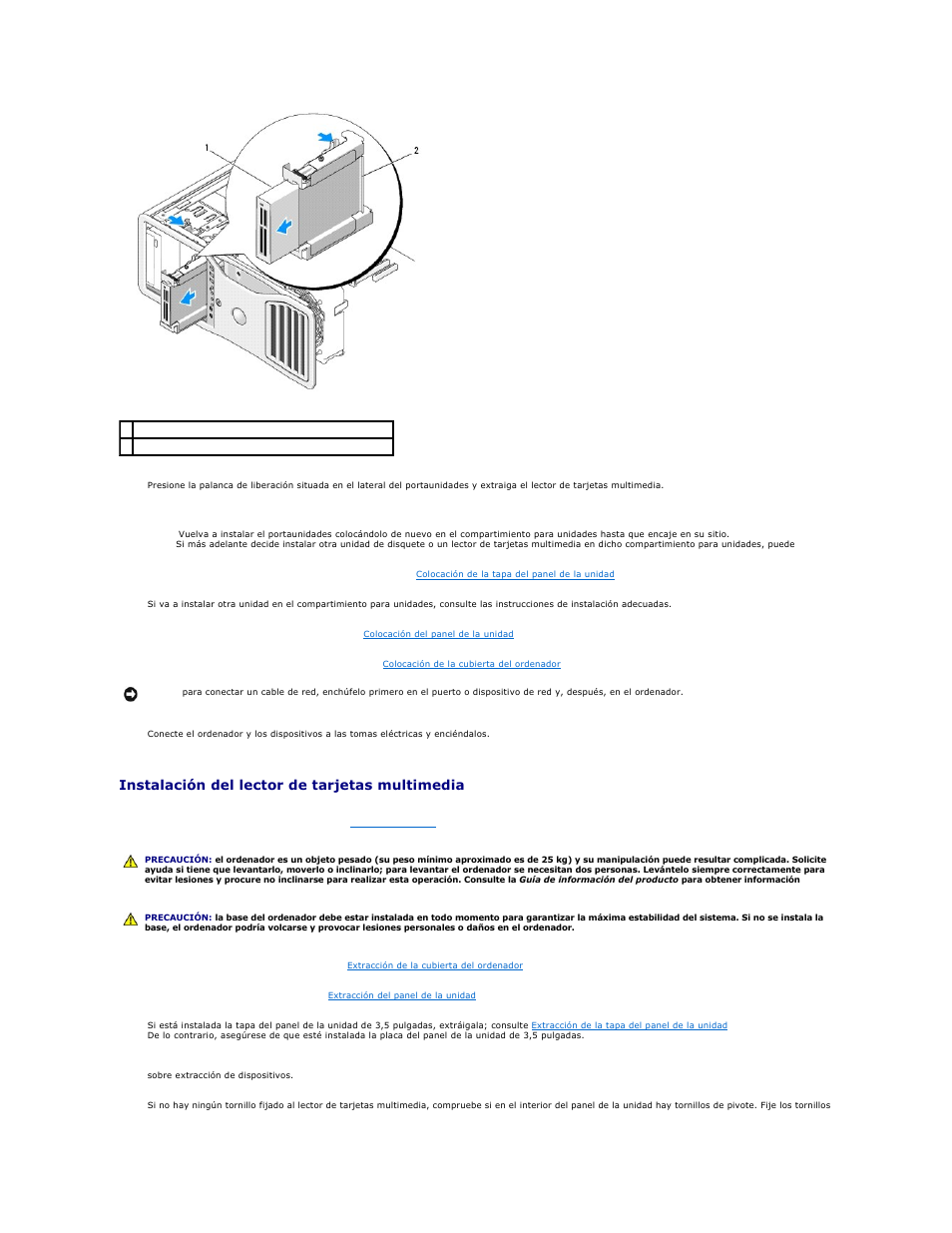 Instalación del lector de tarjetas multimedia | Dell Precision 690 User Manual | Page 73 / 173