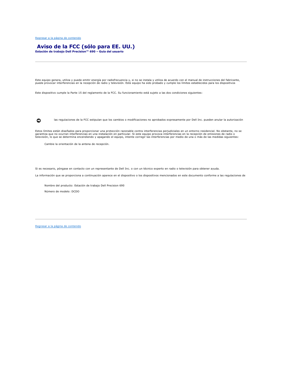 Aviso de la fcc (sólo para ee. uu.), Clase b de la fcc | Dell Precision 690 User Manual | Page 80 / 173