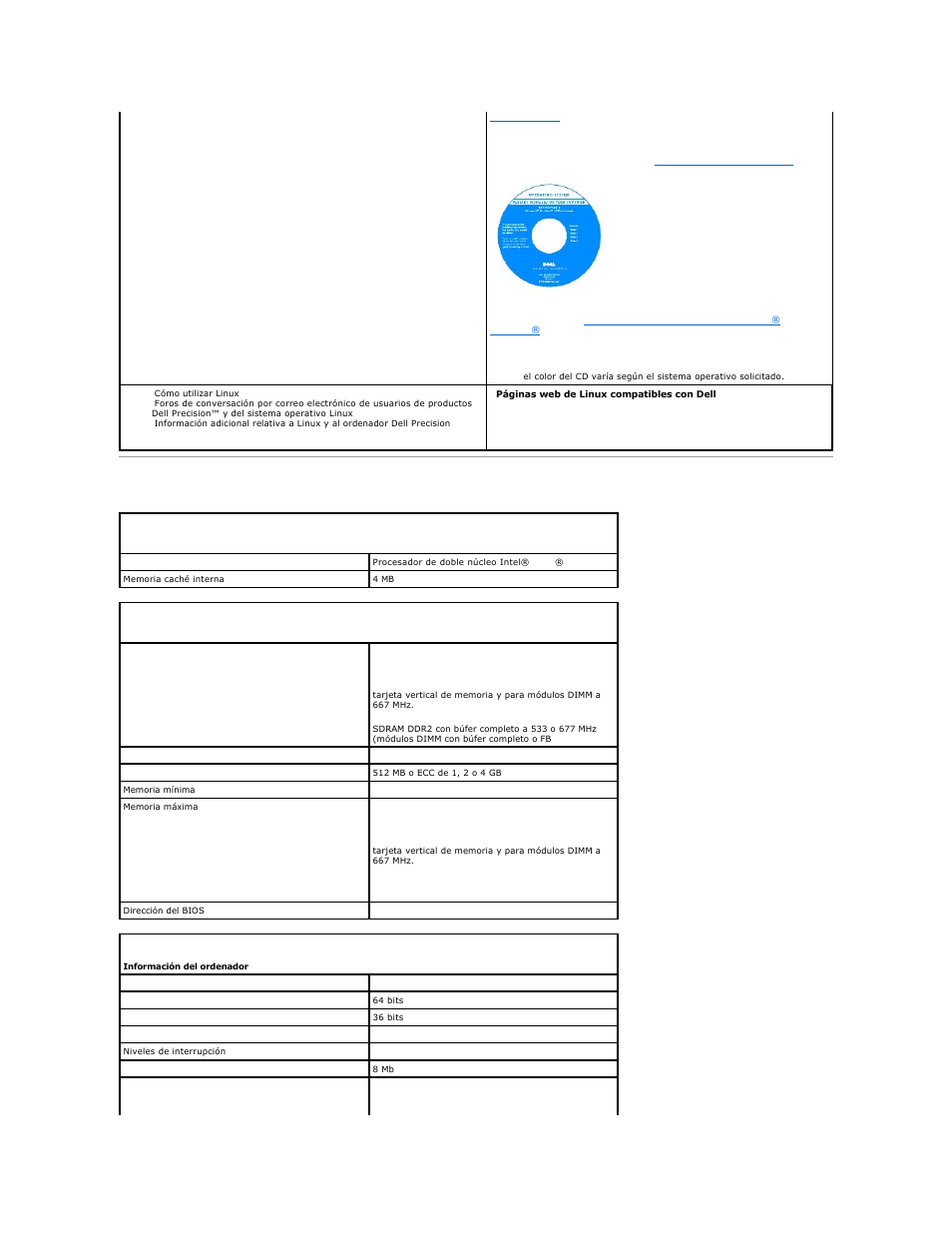 Especificaciones | Dell Precision 690 User Manual | Page 83 / 173