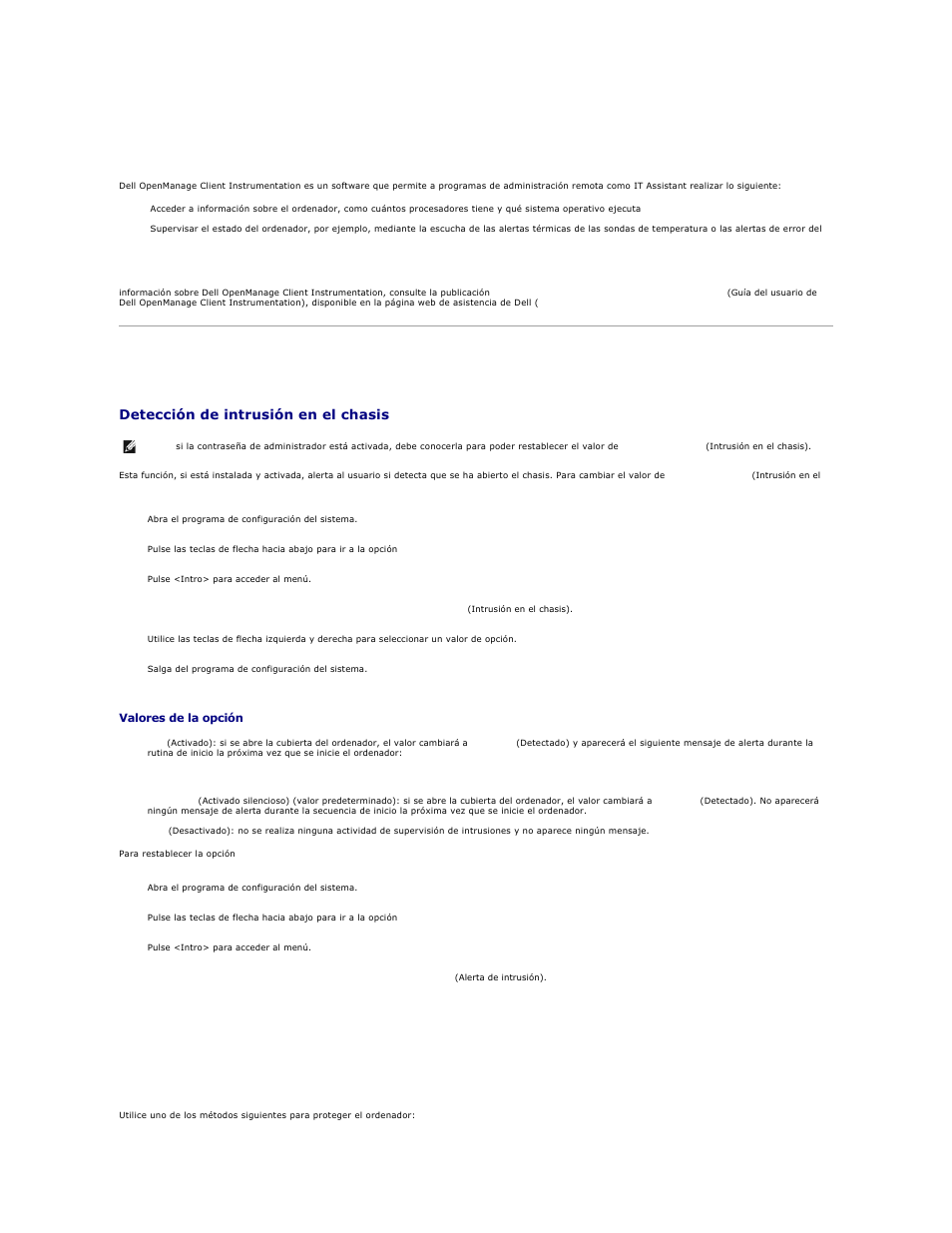 Seguridad, Dell openmanage client instrumentation, Detección de intrusión en el chasis | Dell Precision 690 User Manual | Page 9 / 173