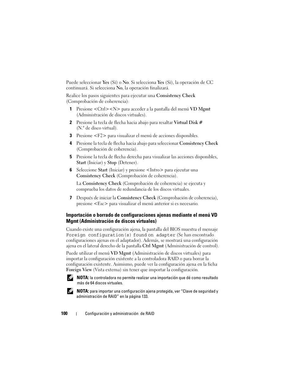 Importación o borrado de configuraciones | Dell PowerEdge RAID Controller H700 User Manual | Page 100 / 200