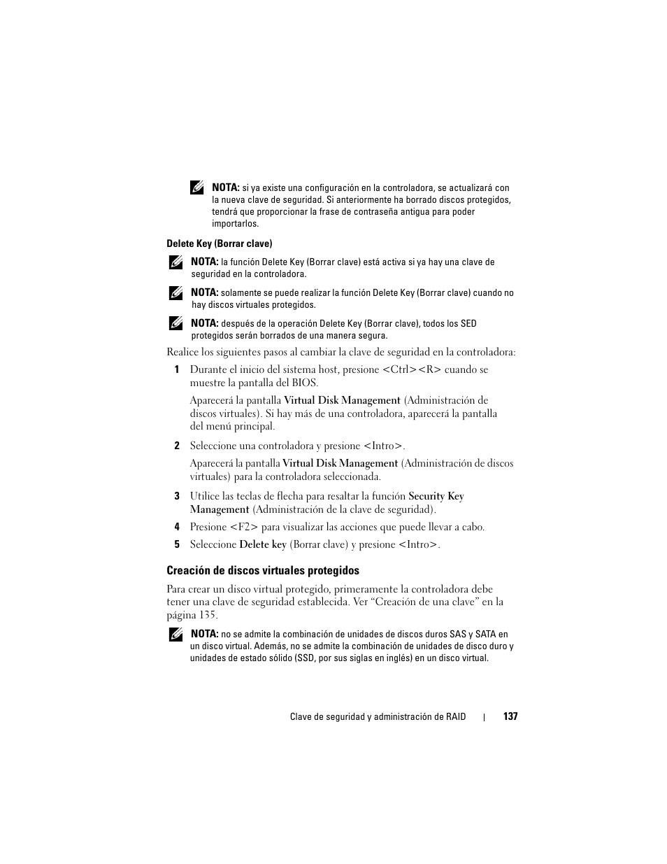 Creación de discos virtuales protegidos | Dell PowerEdge RAID Controller H700 User Manual | Page 137 / 200
