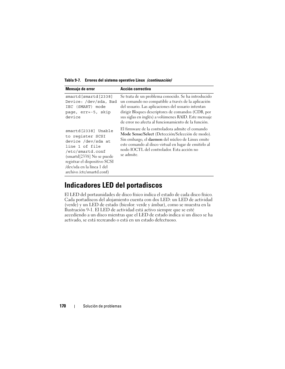 Indicadores led del portadiscos | Dell PowerEdge RAID Controller H700 User Manual | Page 170 / 200