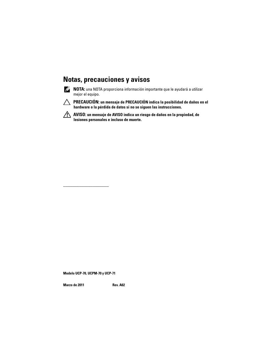 Notas, precauciones y avisos | Dell PowerEdge RAID Controller H700 User Manual | Page 2 / 200