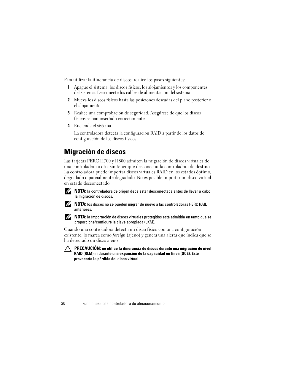 Migración de discos | Dell PowerEdge RAID Controller H700 User Manual | Page 30 / 200