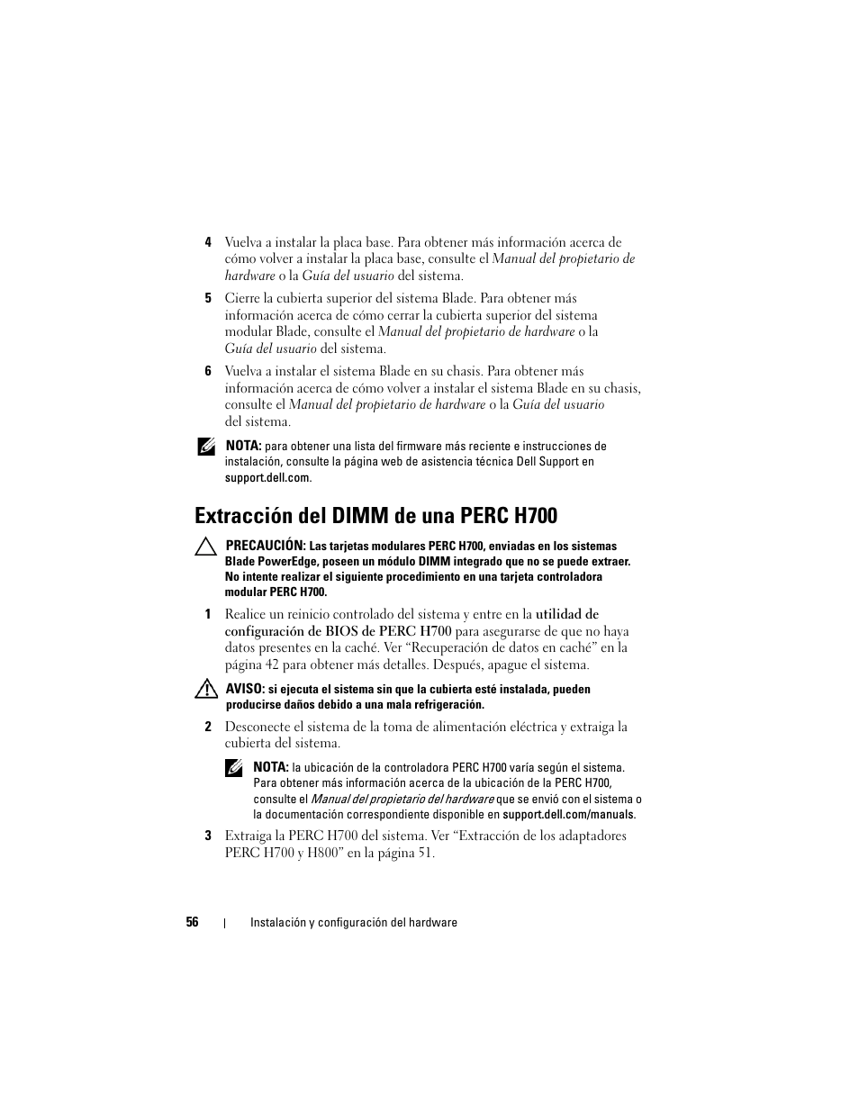 Extracción del dimm de una perc h700 | Dell PowerEdge RAID Controller H700 User Manual | Page 56 / 200
