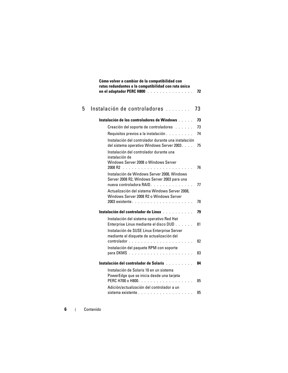 5instalación de controladores | Dell PowerEdge RAID Controller H700 User Manual | Page 6 / 200