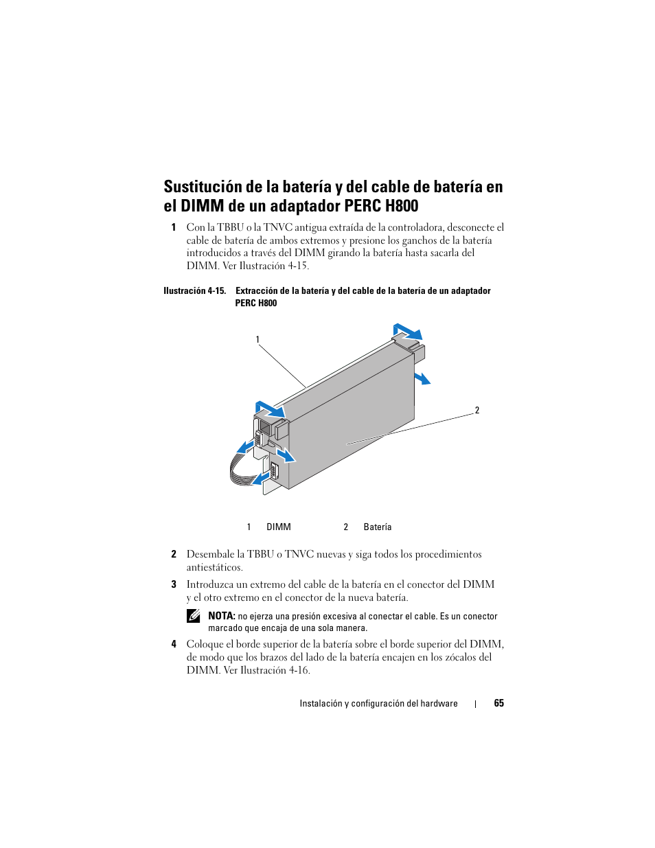 Dimm de un adaptador perc h800 | Dell PowerEdge RAID Controller H700 User Manual | Page 65 / 200